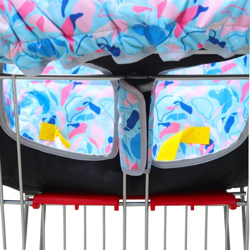 Gowraps 2-in-1 Shopping Cart and High Chair Cover-Grocery Cart Cover for Babies Toddlers Infants Resturant Highchair Cover-Padded Folds to Portable Pouch for Baby Boy Girl (Plants) - Image 3